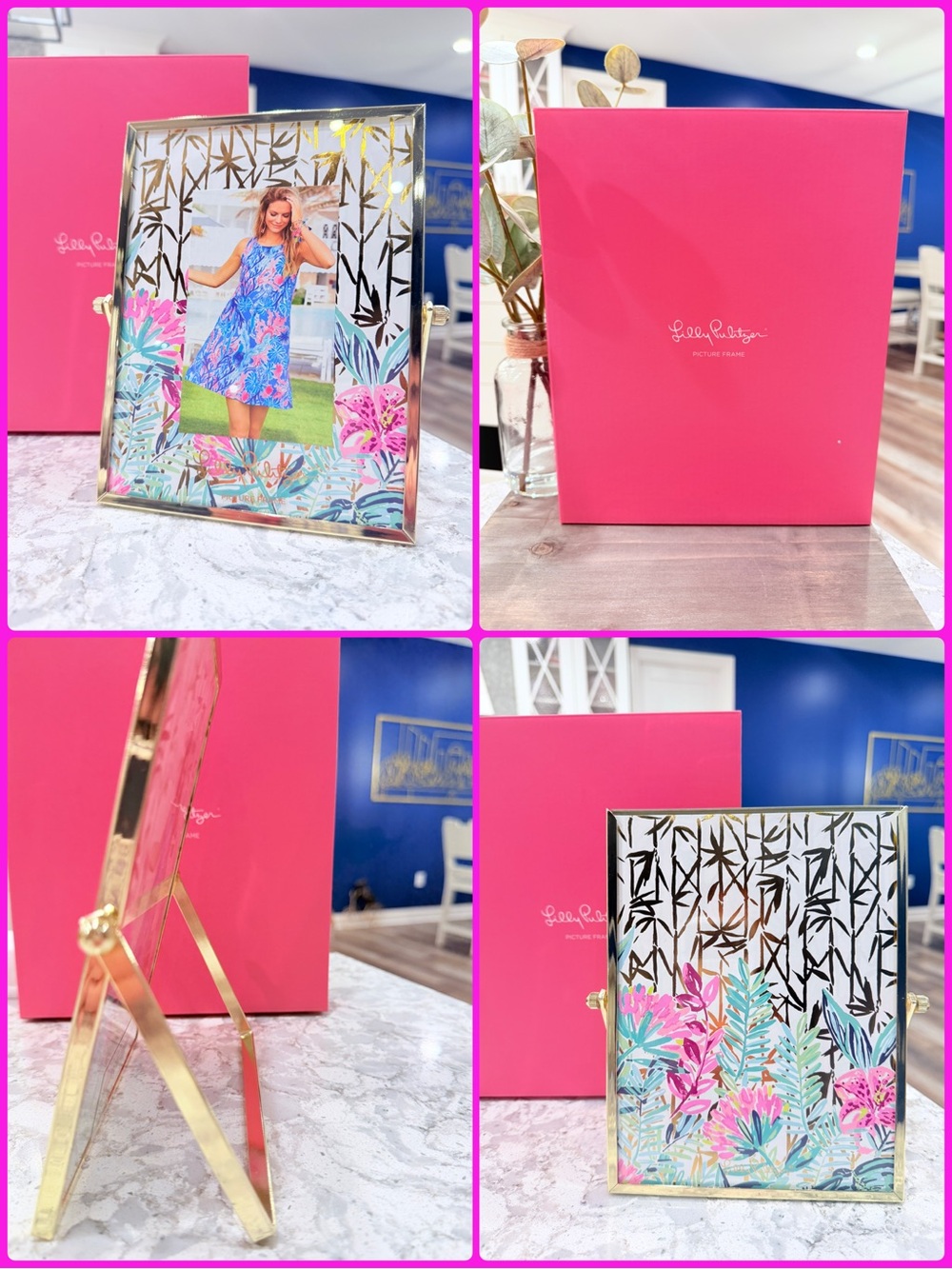 Lilly Pulitzer Slathouse Soiree Gold Picture Frame with Box NEW NIB BNIB Pink